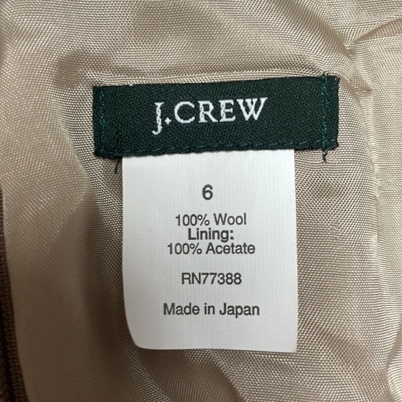 J. Crew 100% Wool Surplice Long Sleeve Knee-Length Shift Dress Minimalist Tan 6 - Picture 6 of 6